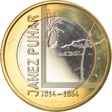 Slovenia, 3 Euro, Janez Puhar, 2014, MS(60-62), Bi-Metallic