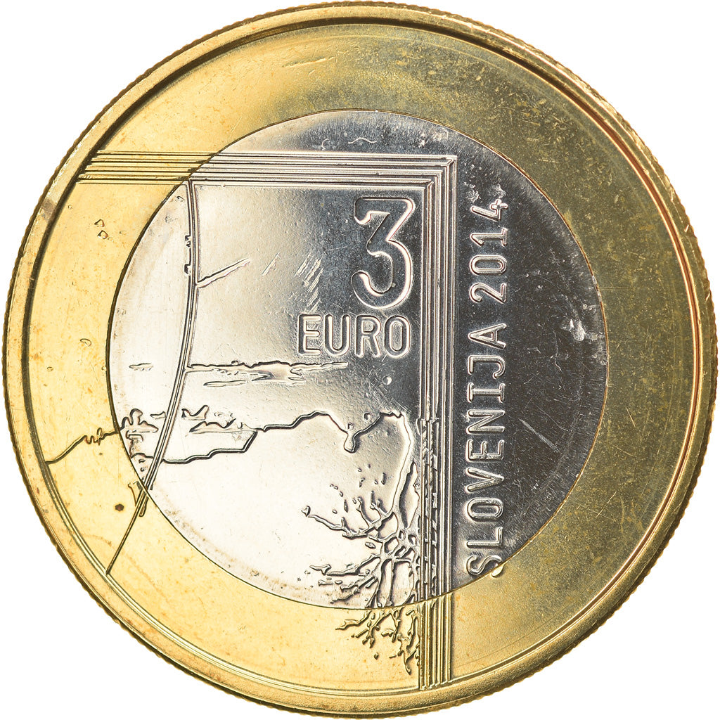 Slovenia, 3 Euro, Janez Puhar, 2014, MS(60-62), Bi-Metallic