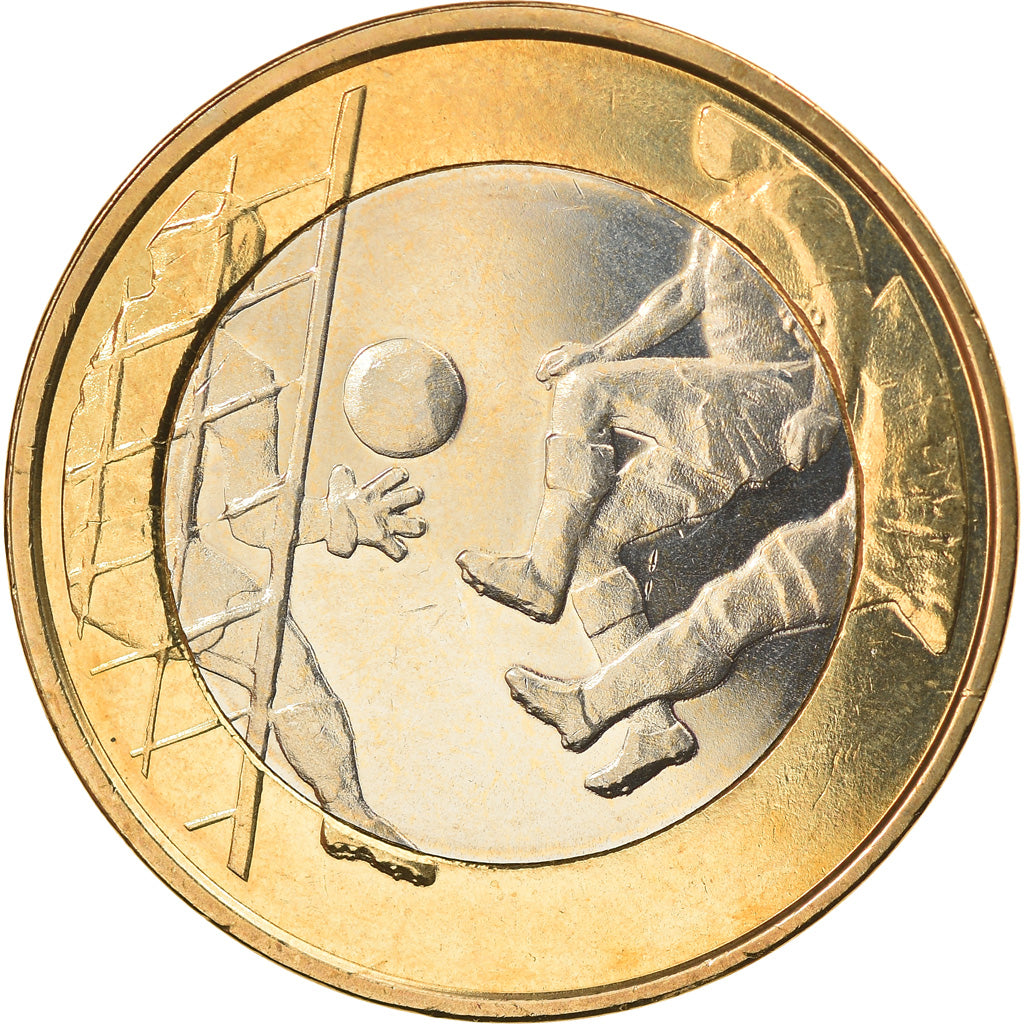 Finland, 5 Euro, Le Football, 2016, MS(63), Bi-Metallic