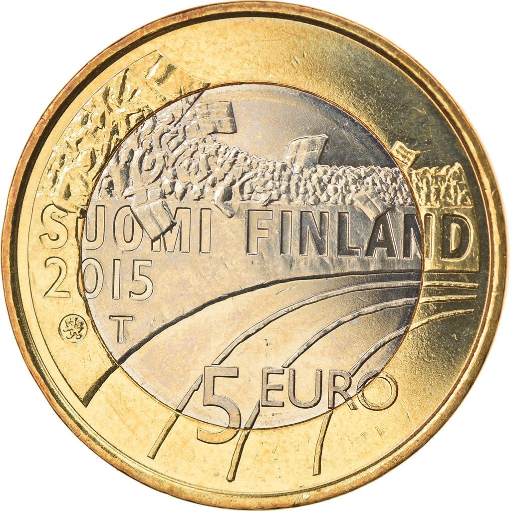 Finland, 5 Euro, Patinage Artistique, 2015, MS(60-62), Bi-Metallic