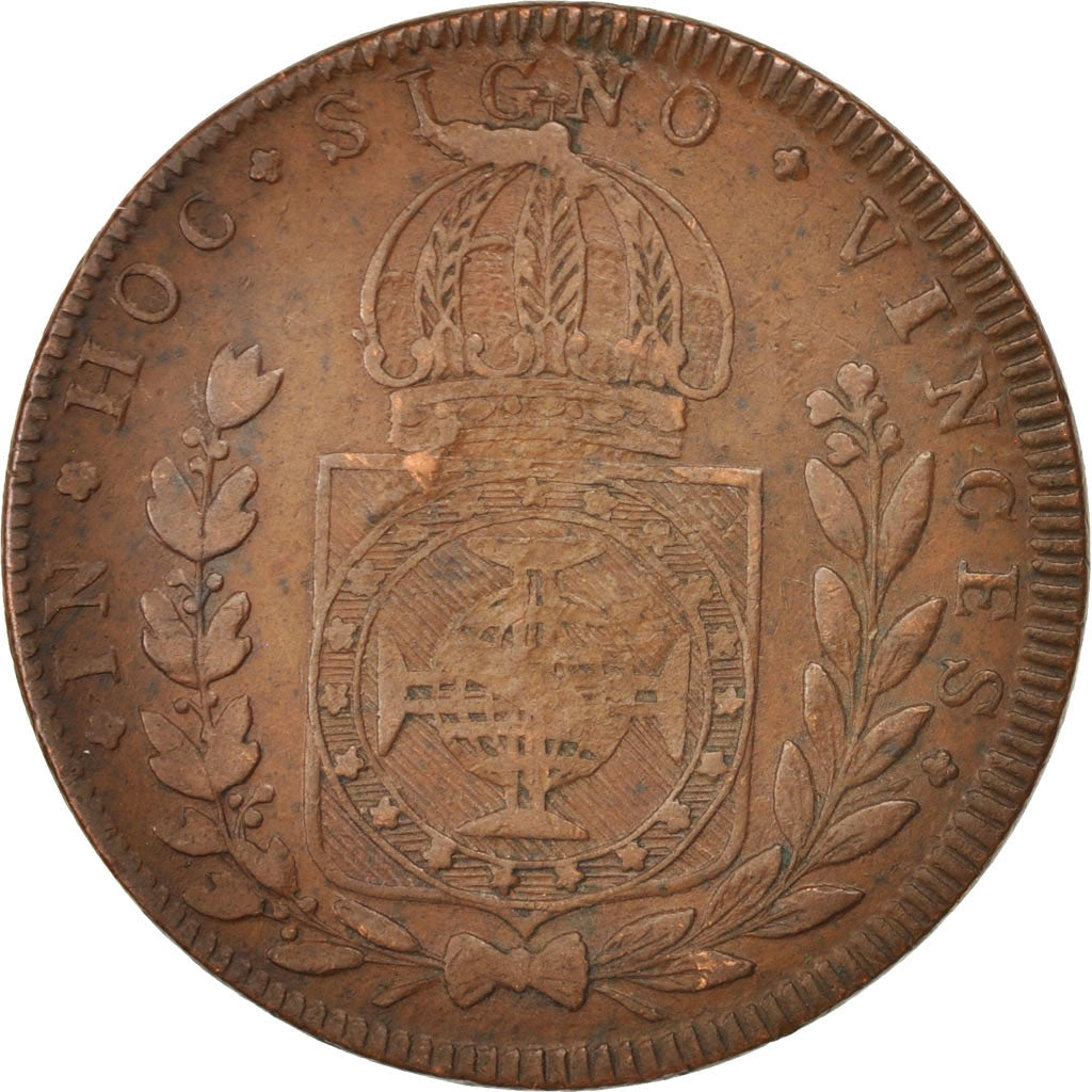 BRAZIL, 20 Reis, 1823, Rio de Janeiro, KM #436.1, VF(30-35), Copper, 36.42,...