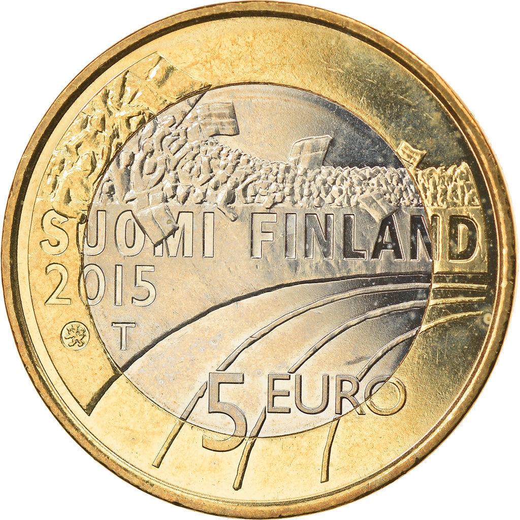 Finland, 5 Euro, Le basket-ball, 2015, MS(63), Bi-Metallic