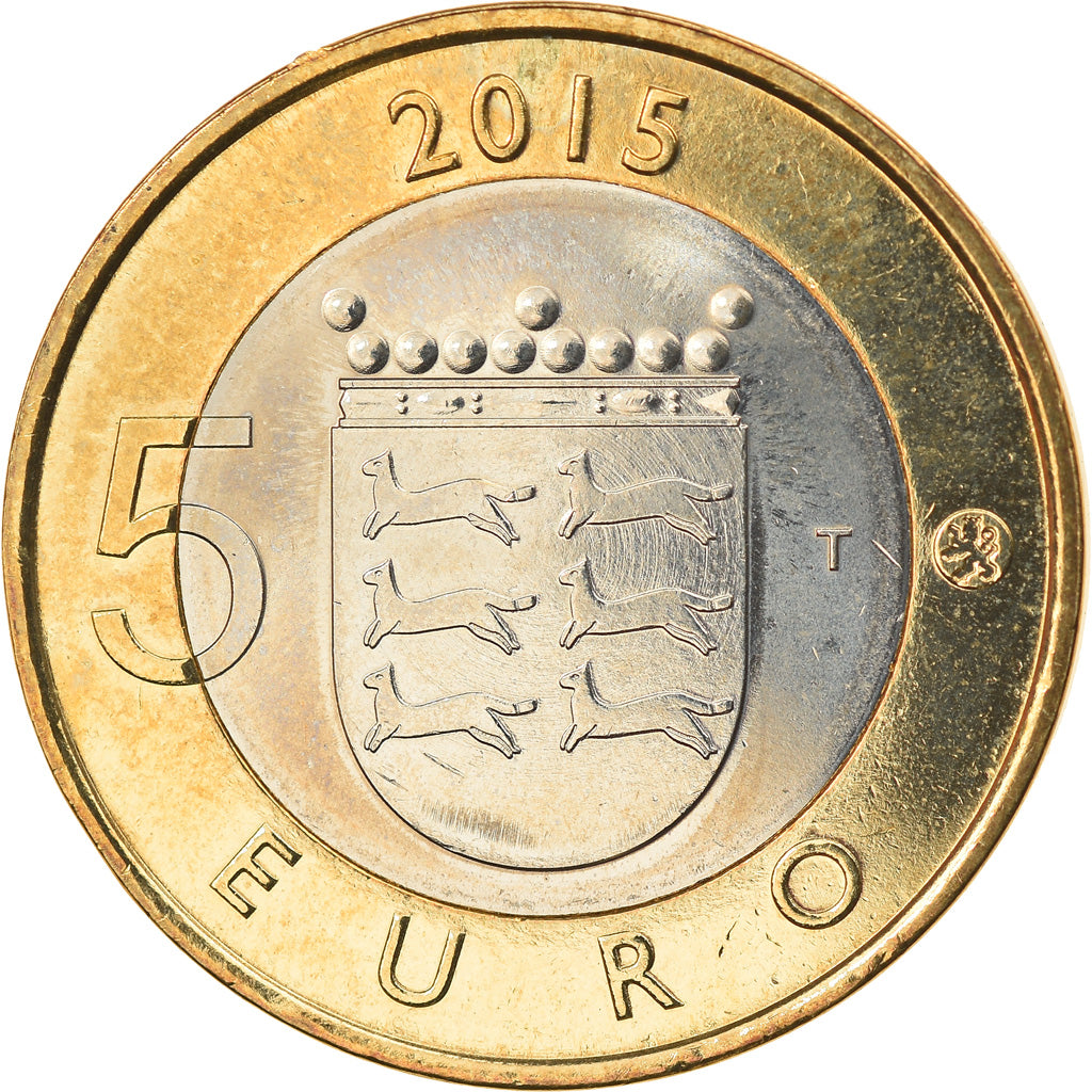 Finland, 5 Euro, L'hermine d'Ostrobotnie, 2015, MS(63), Bi-Metallic