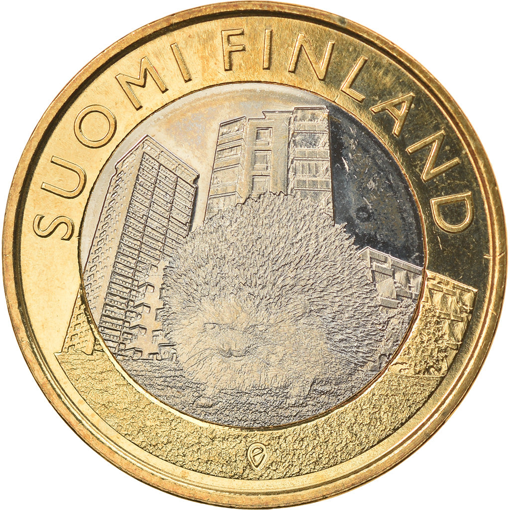 Finlândia, 5 Euro, Le hérisson en Uusimaa, 2015, MS(60-62), Bimetálico