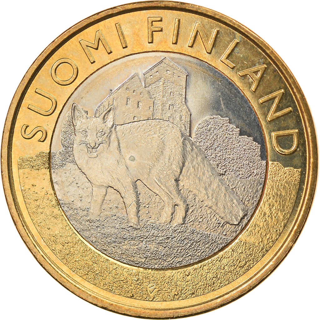 Finlande, 5 Euro, Le renard en Finlande du Sud-Ouest, 2014, SUP+, Bi-Metallic