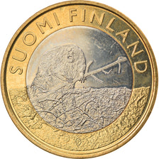 Finland, 5 Euro, Le castor en Satkunta, 2015, MS(63), Bi-Metallic