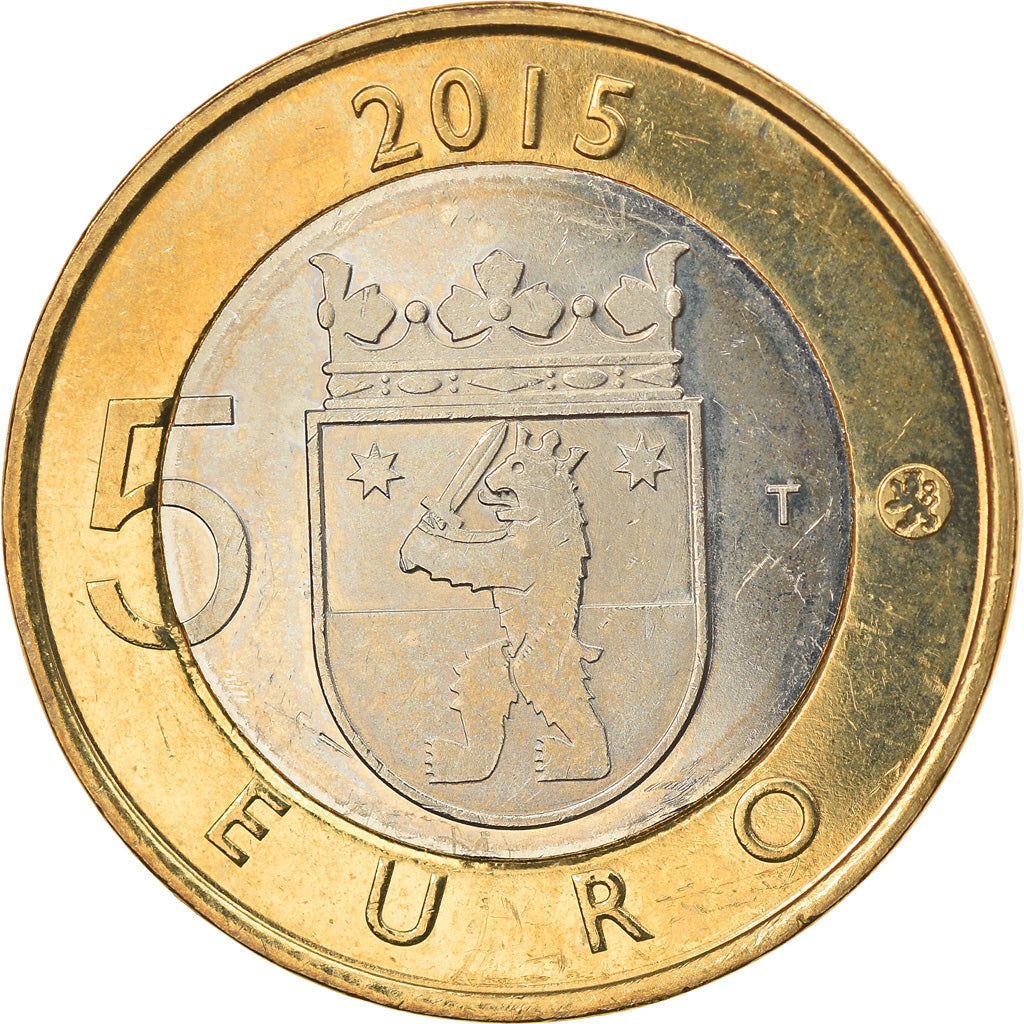 Finland, 5 Euro, Le castor en Satkunta, 2015, MS(63), Bi-Metallic