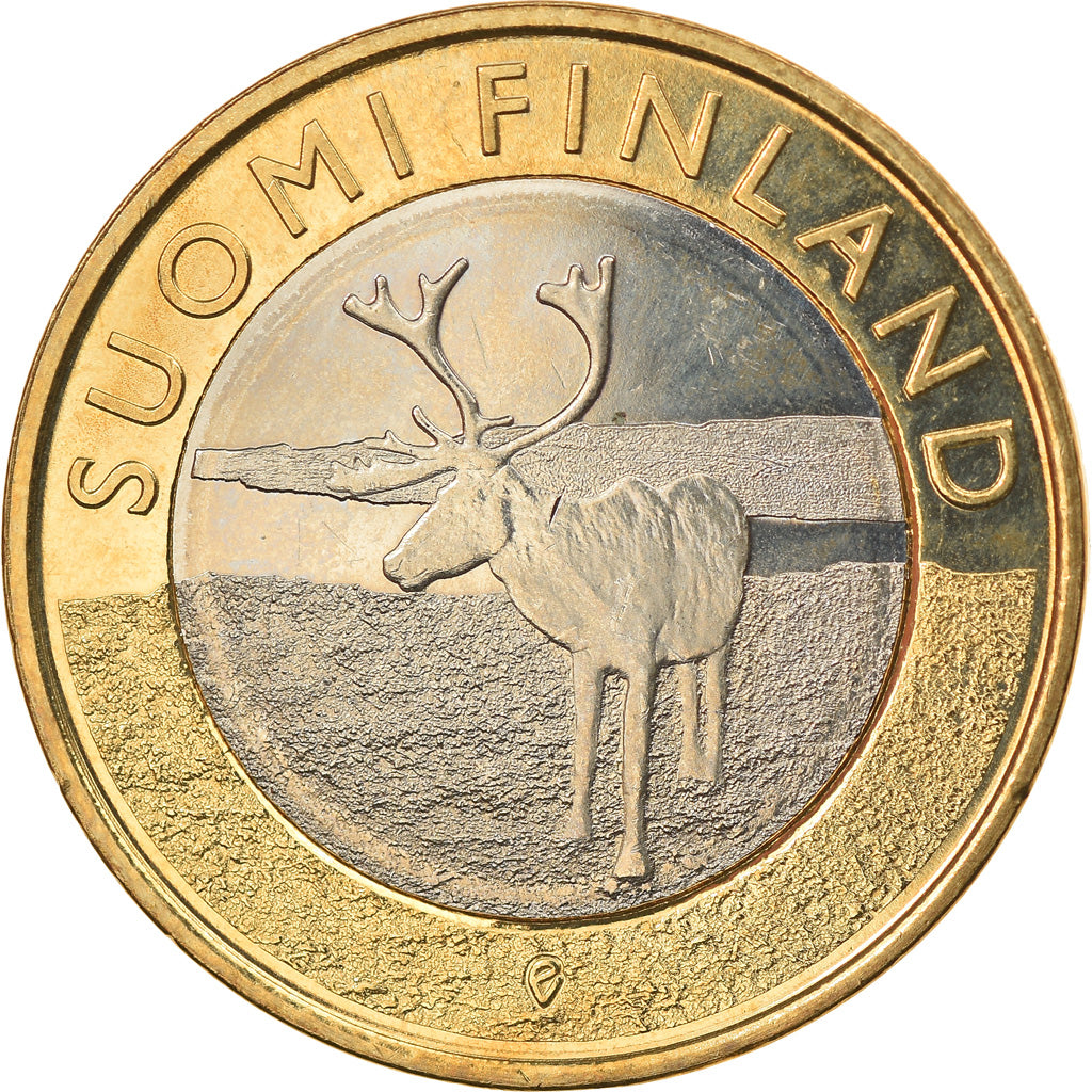 Finlande, 5 Euro, Le renne en Laponie, 2015, SPL, Bi-Metallic