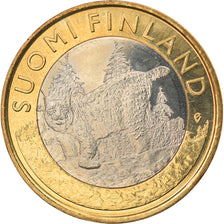 Finlandia, 5 Euro, Le lynx boréal en Häme, 2015, MS(60-62), Bimetaliczny