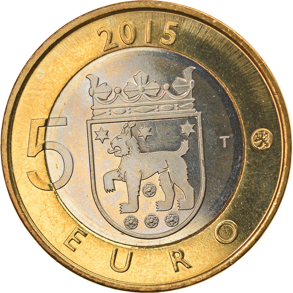 Finlandia, 5 Euro, Le lynx boréal en Häme, 2015, MS(60-62), Bimetaliczny