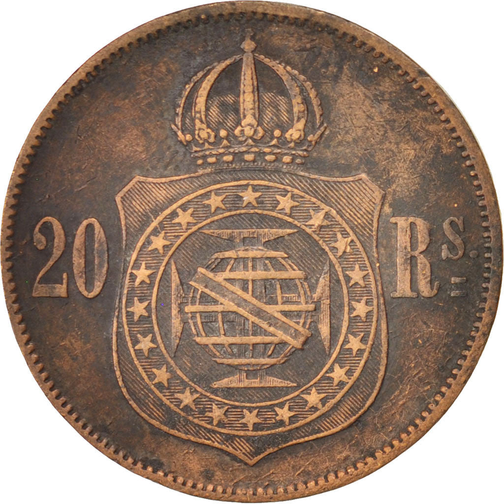 Coin, Brazil, Pedro II, 20 Reis, 1869, EF(40-45), Bronze, KM:474