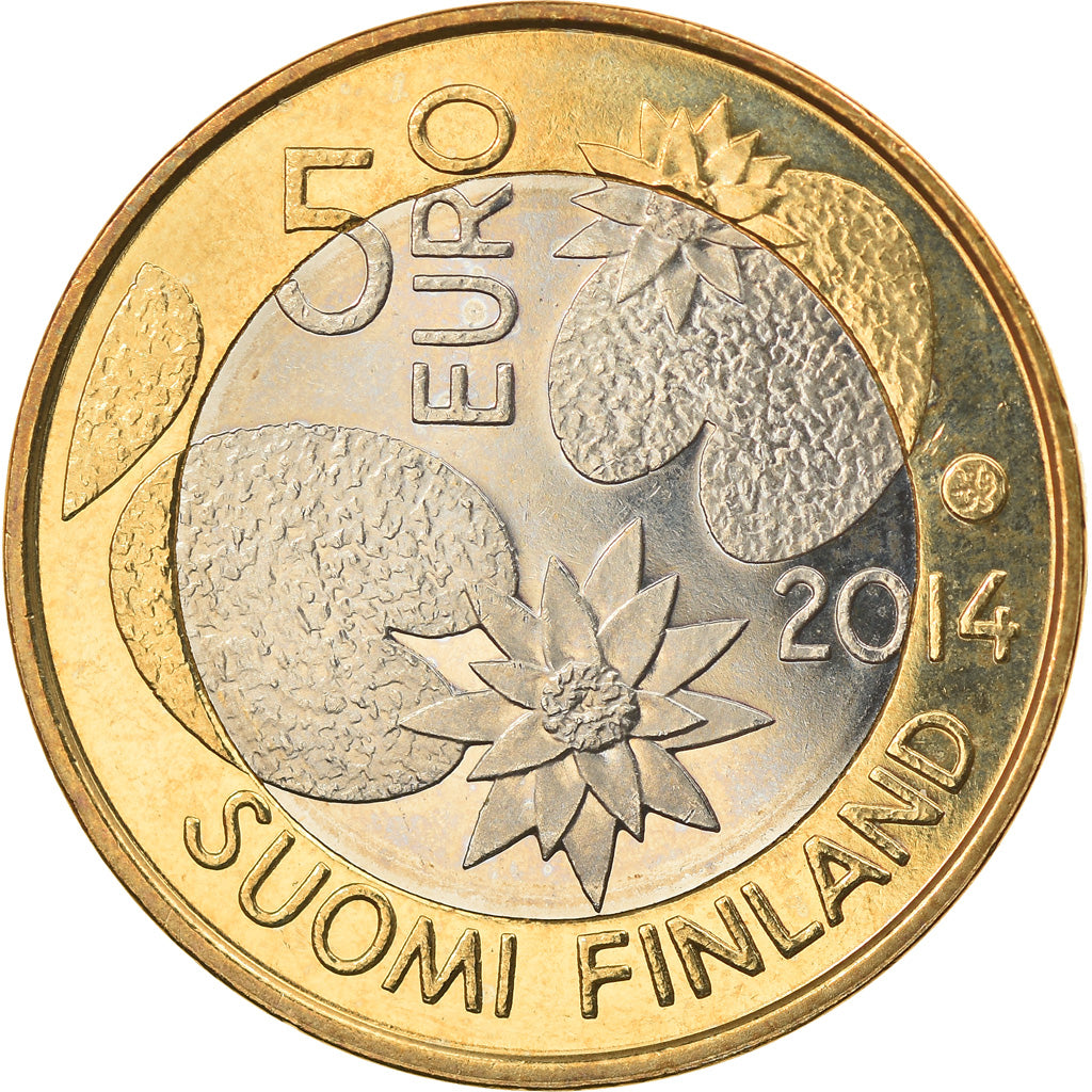 Finland, 5 Euro, L'eau, 2014, MS(60-62), Bi-Metallic
