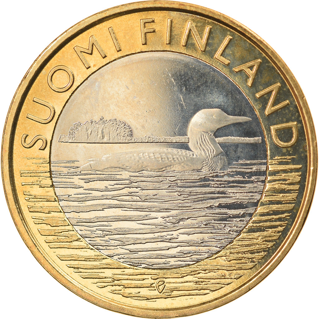 Finlandia, 5 Euro, Le Plongeon huard en Savonie, 2014, EBC+, Bimetálico