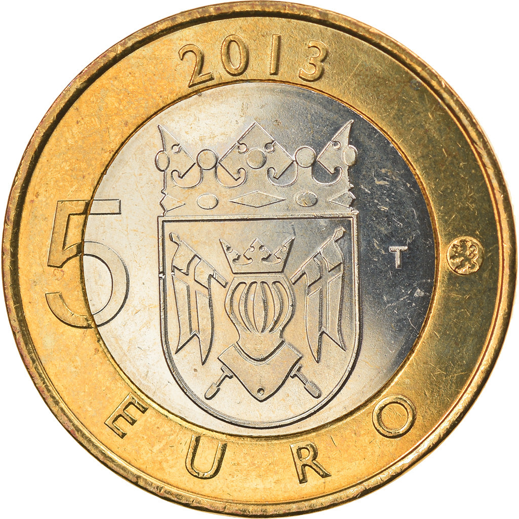 Finland, 5 Euro, La cathédrale de Turku, 2013, MS(63), Bi-Metallic