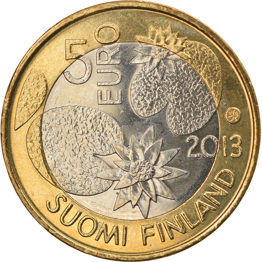 Finland, 5 Euro, L'été, 2013, MS(63), Bi-Metallic