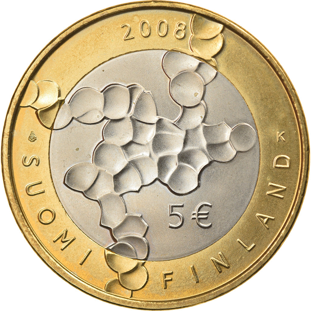 Finland, 5 Euro, 2008, Vantaa, MS(63), Bi-Metallic, KM:141