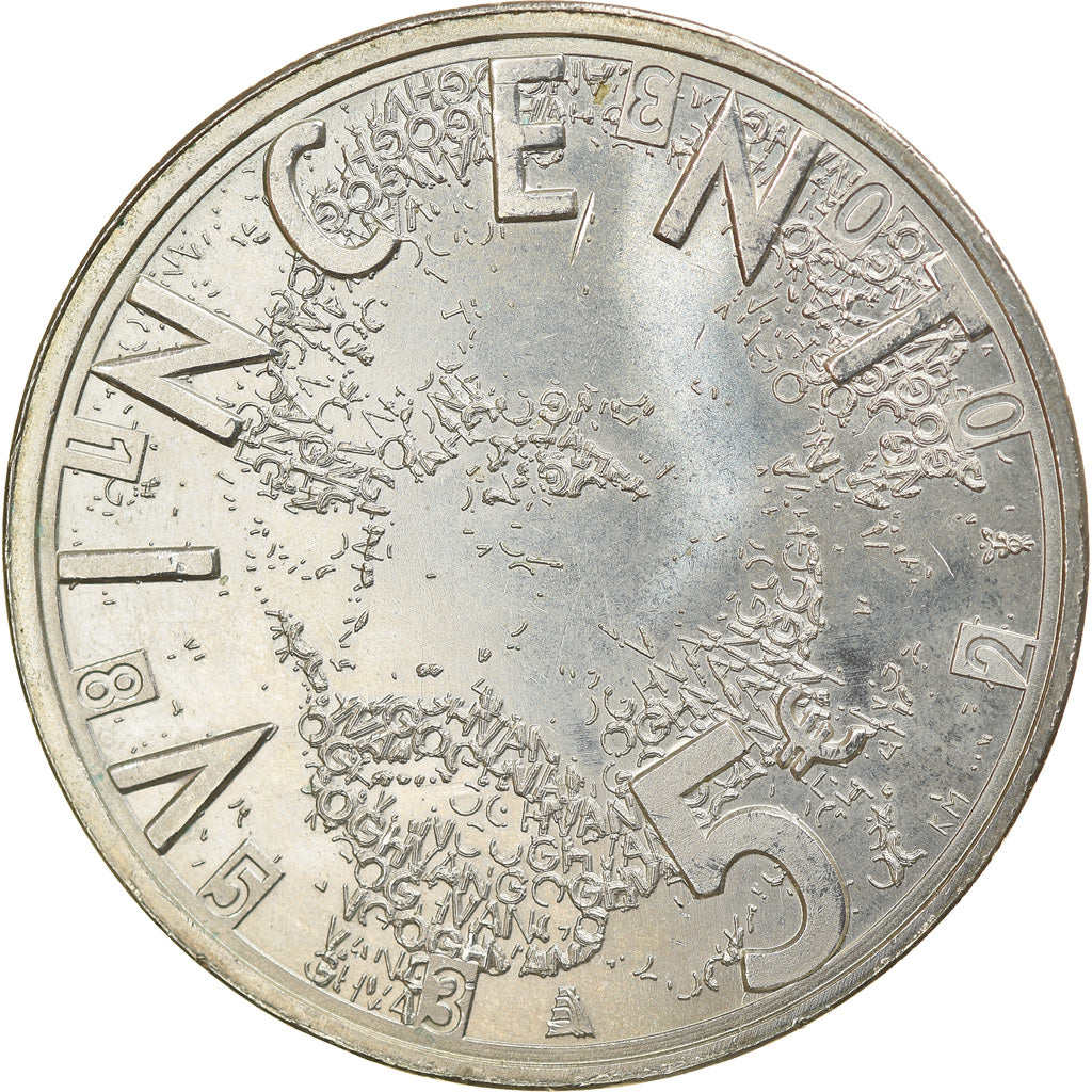 Netherlands, 5 Euro, Vincent Van Gogh, 2003, Utrecht, MS(60-62), Silver, KM:245