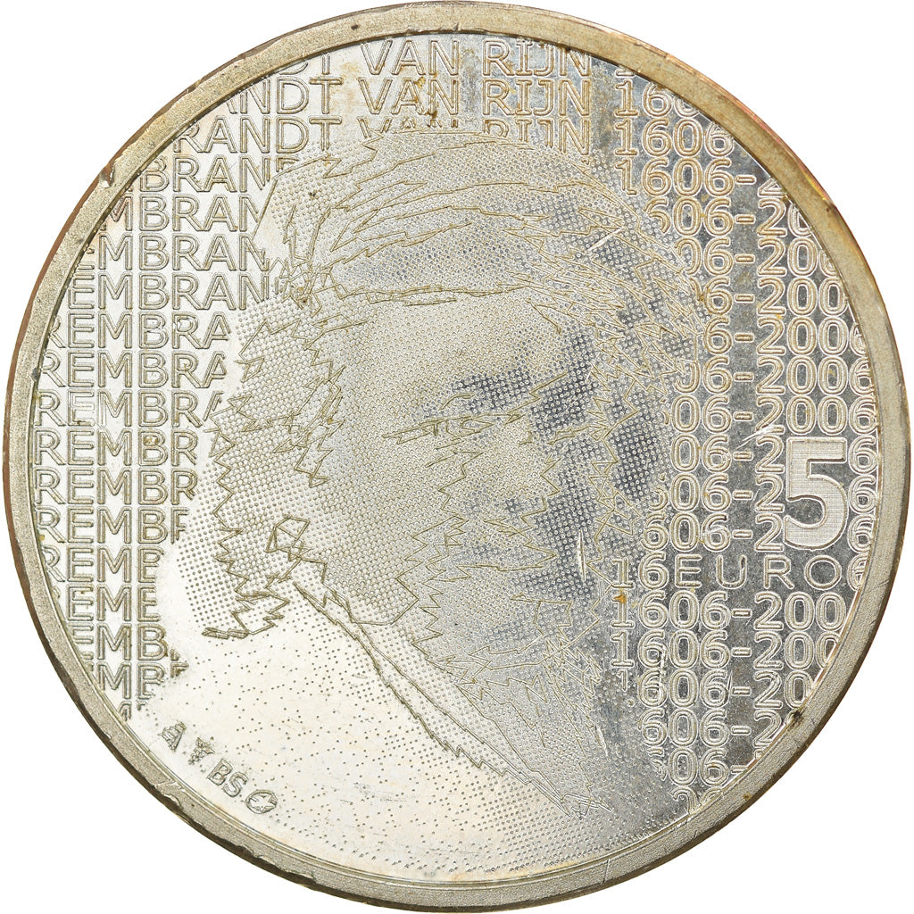 Netherlands, 5 Euro, Rembrandt, 2006, Utrecht, MS(63), Silver, KM:266