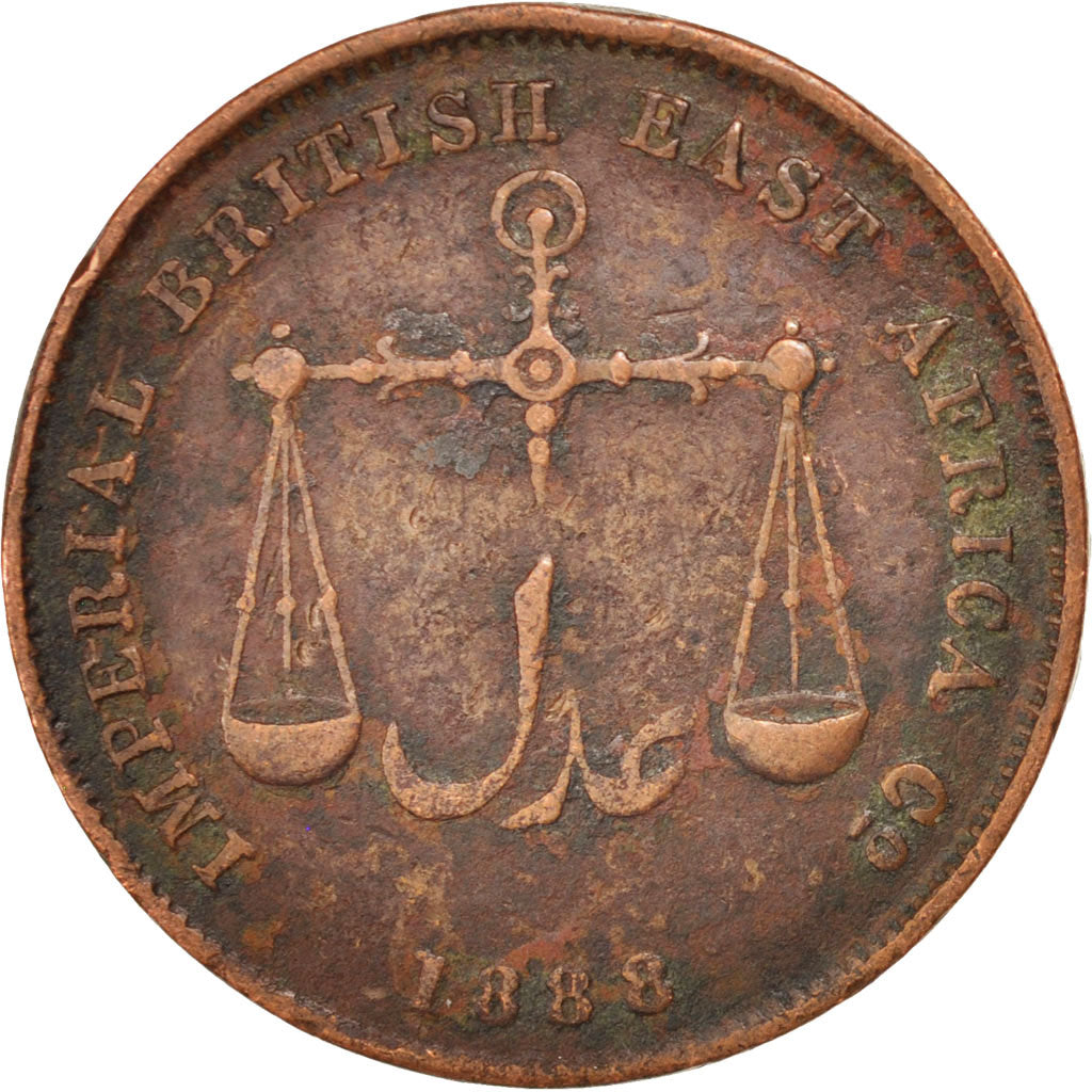 MOMBASA, Pice, 1888, Calcutta, KM #1.2, VF(20-25), Bronze, 25.4, 5.82