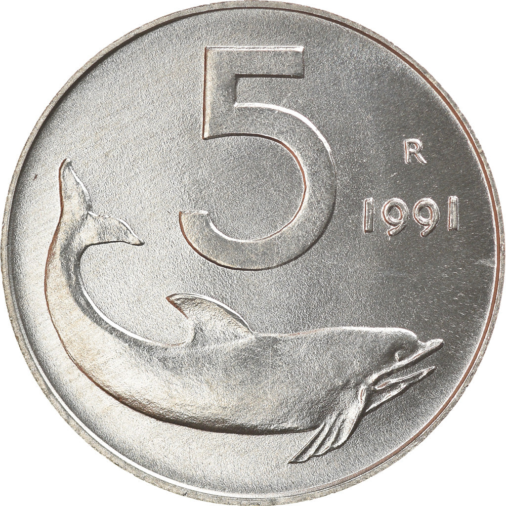 Coin, Italy, 5 Lire, 1991, Rome, MS(63), Aluminum, KM:92