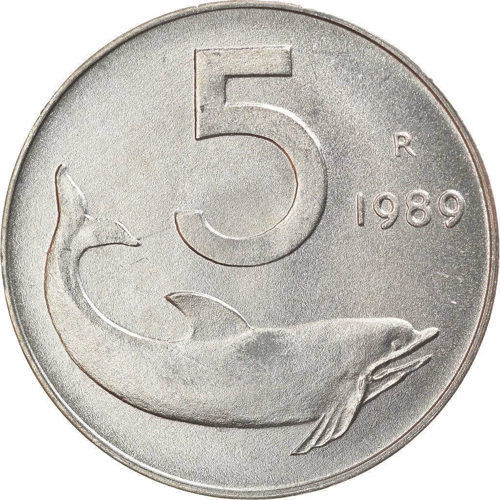 Münze, Italien, 5 Lire, 1989, Rome, UNZ, Aluminium, KM:92
