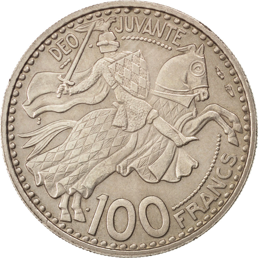 Coin, Monaco, Rainier III, 100 Francs, Cent, 1950, AU(50-53), Copper-nickel
