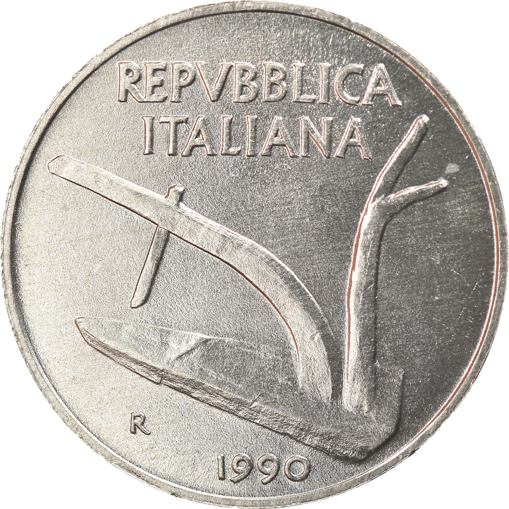 Coin, Italy, 10 Lire, 1990, Rome, MS(63), Aluminum, KM:93