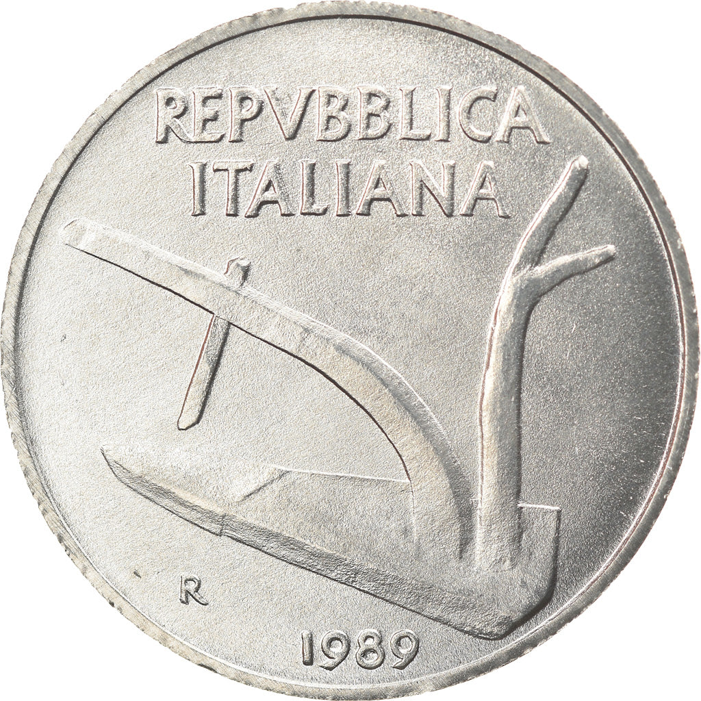 Moneta, Włochy, 10 Lire, 1989, Rome, MS(60-62), Aluminium, KM:93