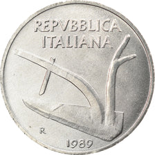 Coin, Italy, 10 Lire, 1989, Rome, MS(60-62), Aluminum, KM:93