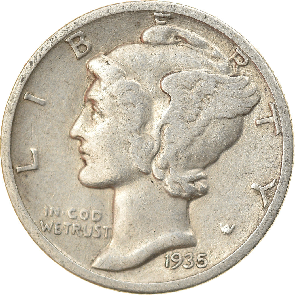 Moneta, Stati Uniti, Mercury Dime, Dime, 1935, U.S. Mint, Philadelphia, MB+