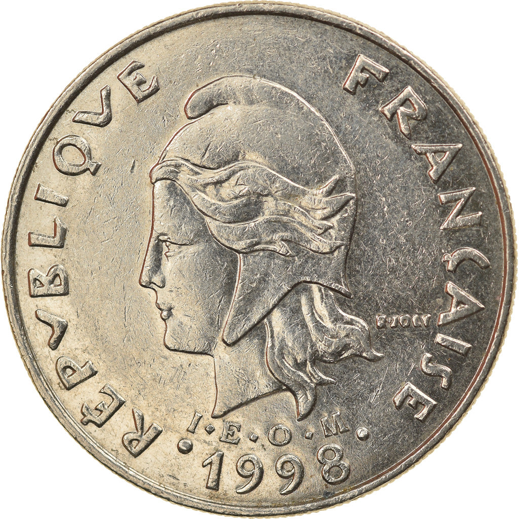 Moneda, Polinesia francesa, 20 Francs, 1998, Paris, BC+, Níquel, KM:9