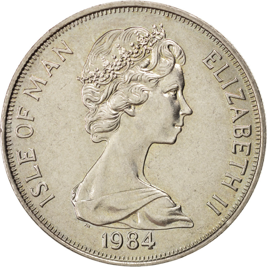 ISLE OF MAN, Crown, 1984, Pobjoy Mint, KM #122, AU(55-58), Copper-Nickel, 38.5,.