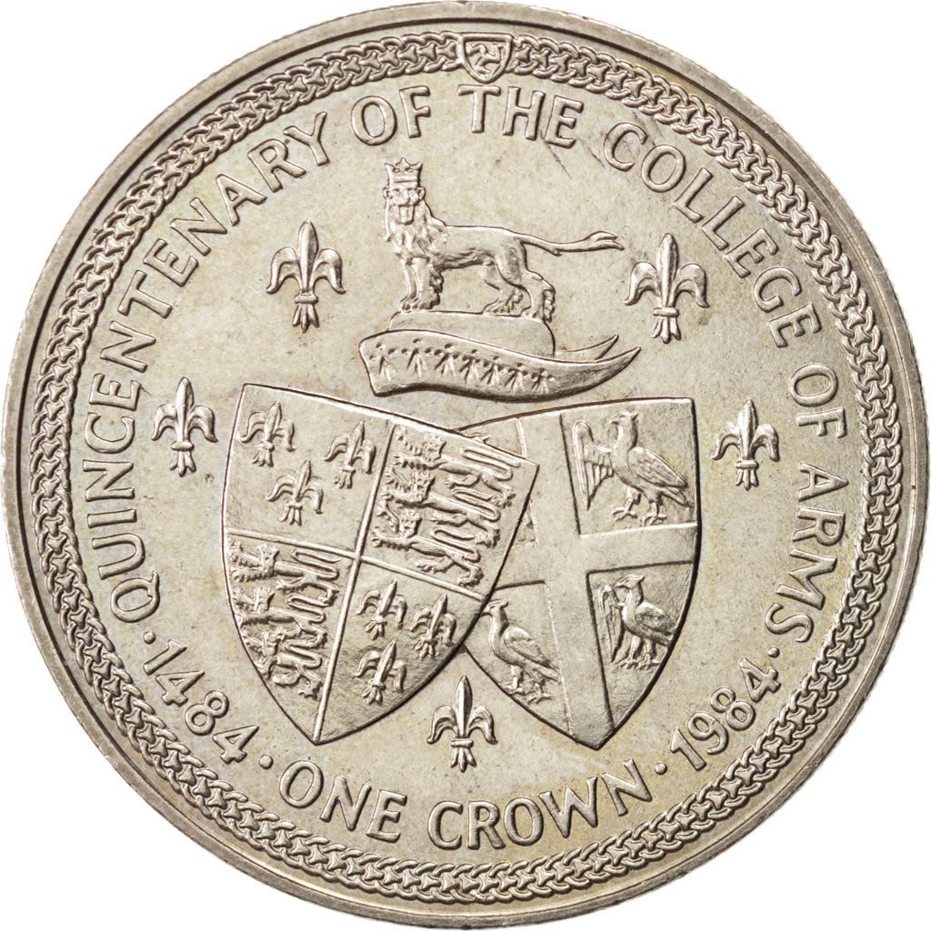 ISLE OF MAN, Crown, 1984, Pobjoy Mint, KM #122, AU(55-58), Copper-Nickel, 38.5,.