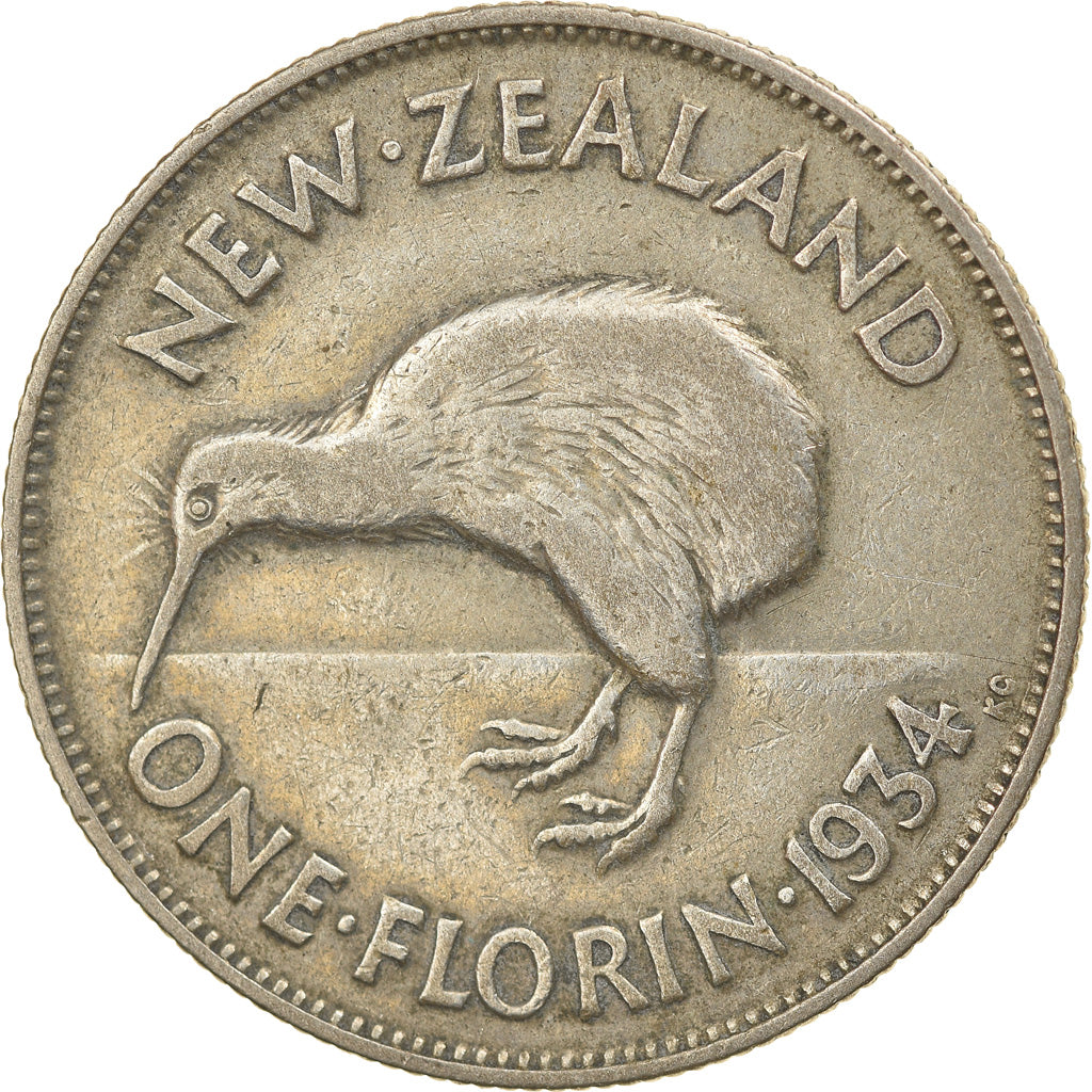 Coin, New Zealand, George V, Florin, 1934, VF(30-35), Silver, KM:4