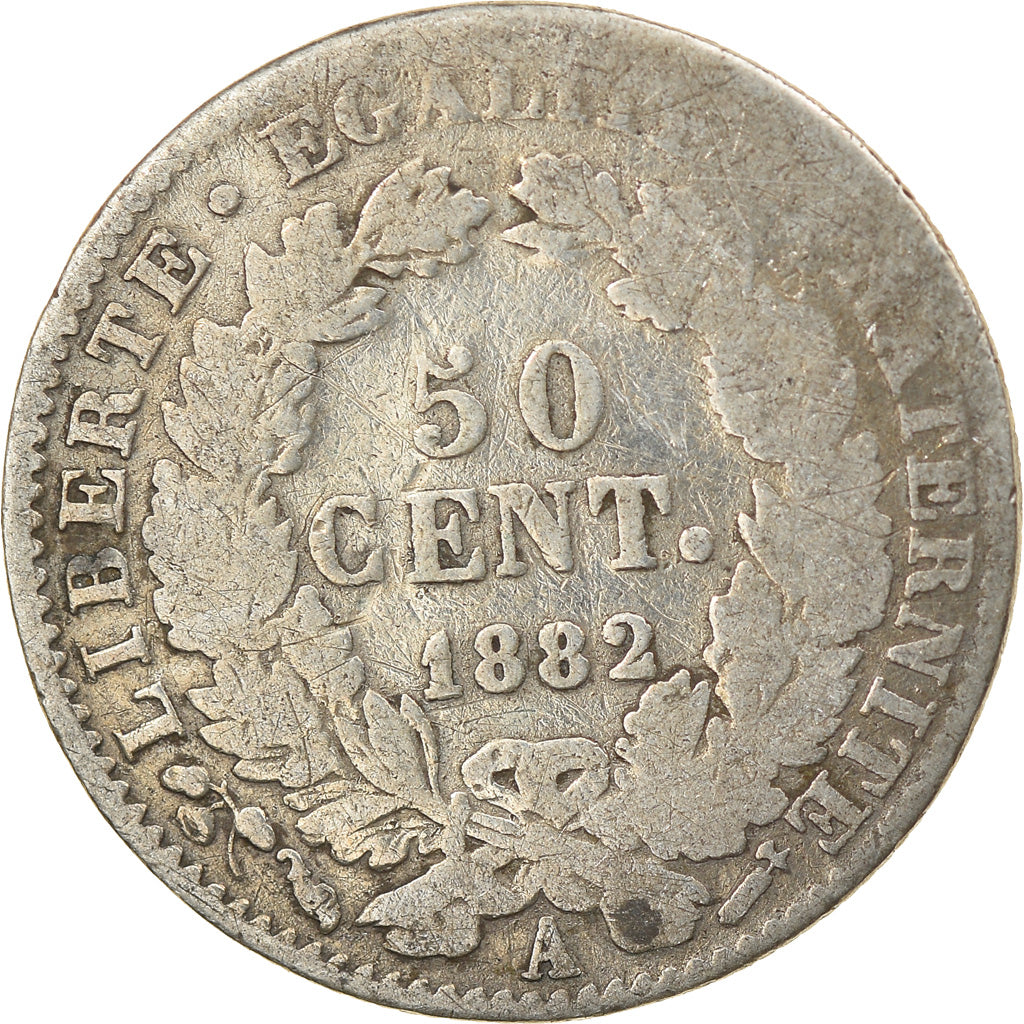 Münze, Frankreich, Cérès, 50 Centimes, 1882, Paris, S, Silber, KM:834.1