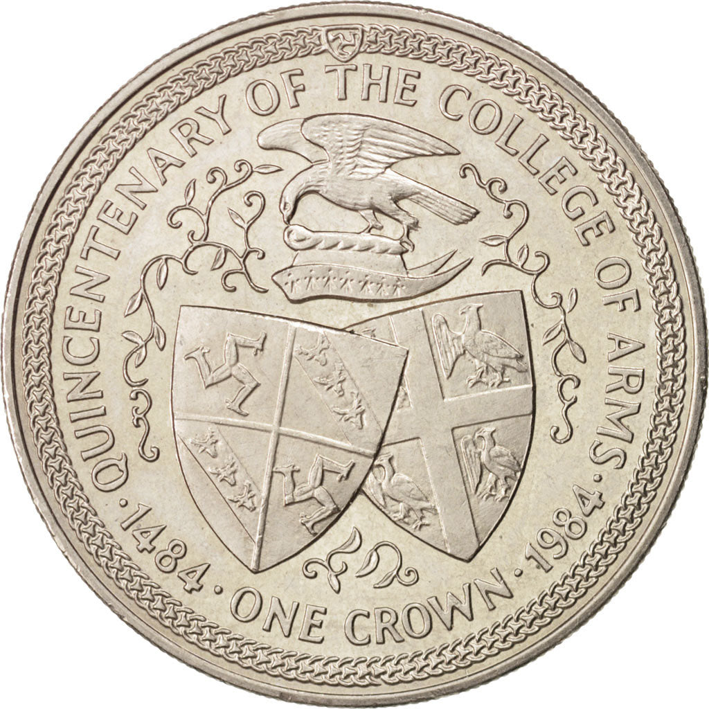 ISLE OF MAN, Crown, 1984, Pobjoy Mint, KM #123, AU(55-58), Copper-Nickel, 38.5,.