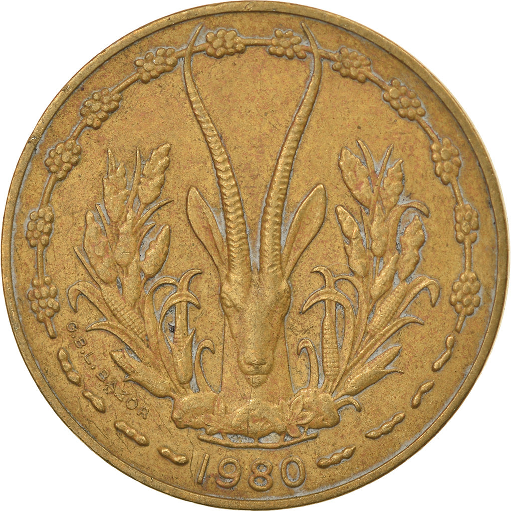 Monnaie, West African States, 10 Francs, 1980, TTB, Aluminum-Nickel-Bronze