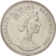 ISLE OF MAN, Crown, 1990, Pobjoy Mint, KM #283, AU(55-58), Copper-Nickel, 38.5,.
