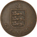 Coin, Guernsey, 2 Doubles, 1914, Heaton, Birmingham, EF(40-45), Bronze Plated