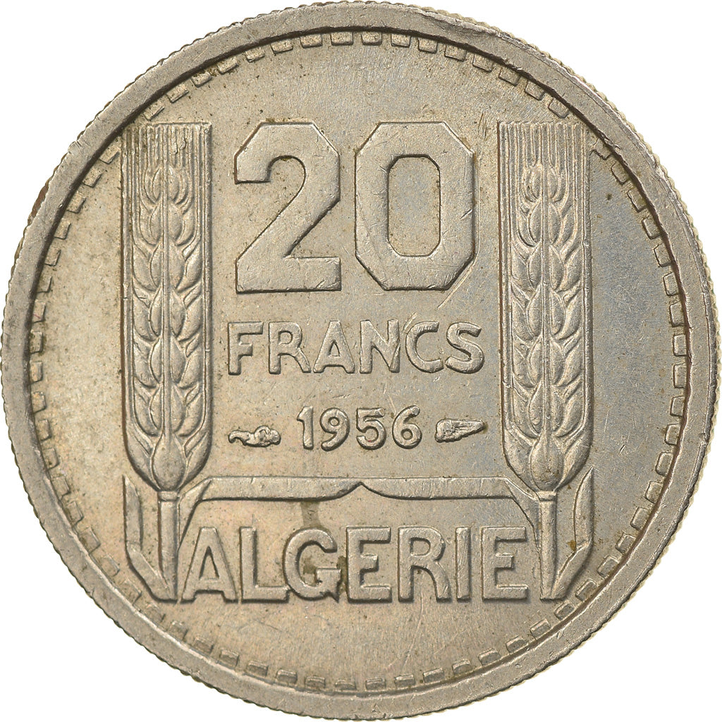 Coin, Algeria, 20 Francs, 1956, Paris, AU(55-58), Copper-nickel, KM:91