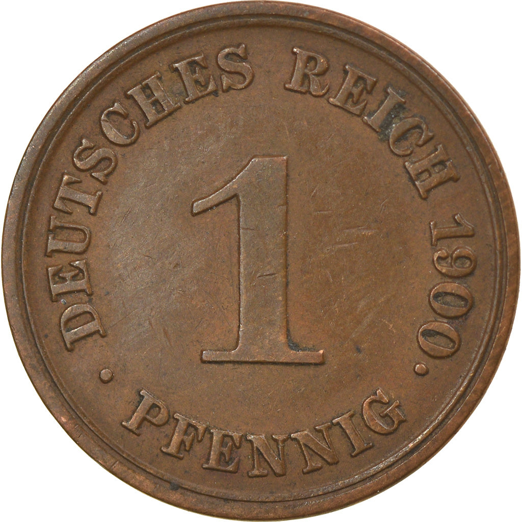 Coin, GERMANY - EMPIRE, Wilhelm II, Pfennig, 1900, Muldenhütten, AU(55-58)