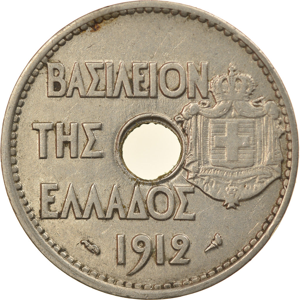 Coin, Greece, George I, 20 Lepta, 1912, AU(55-58), Nickel, KM:64
