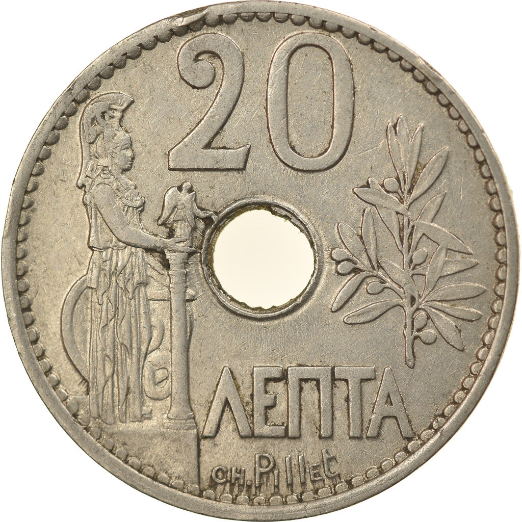 Coin, Greece, George I, 20 Lepta, 1912, AU(55-58), Nickel, KM:64