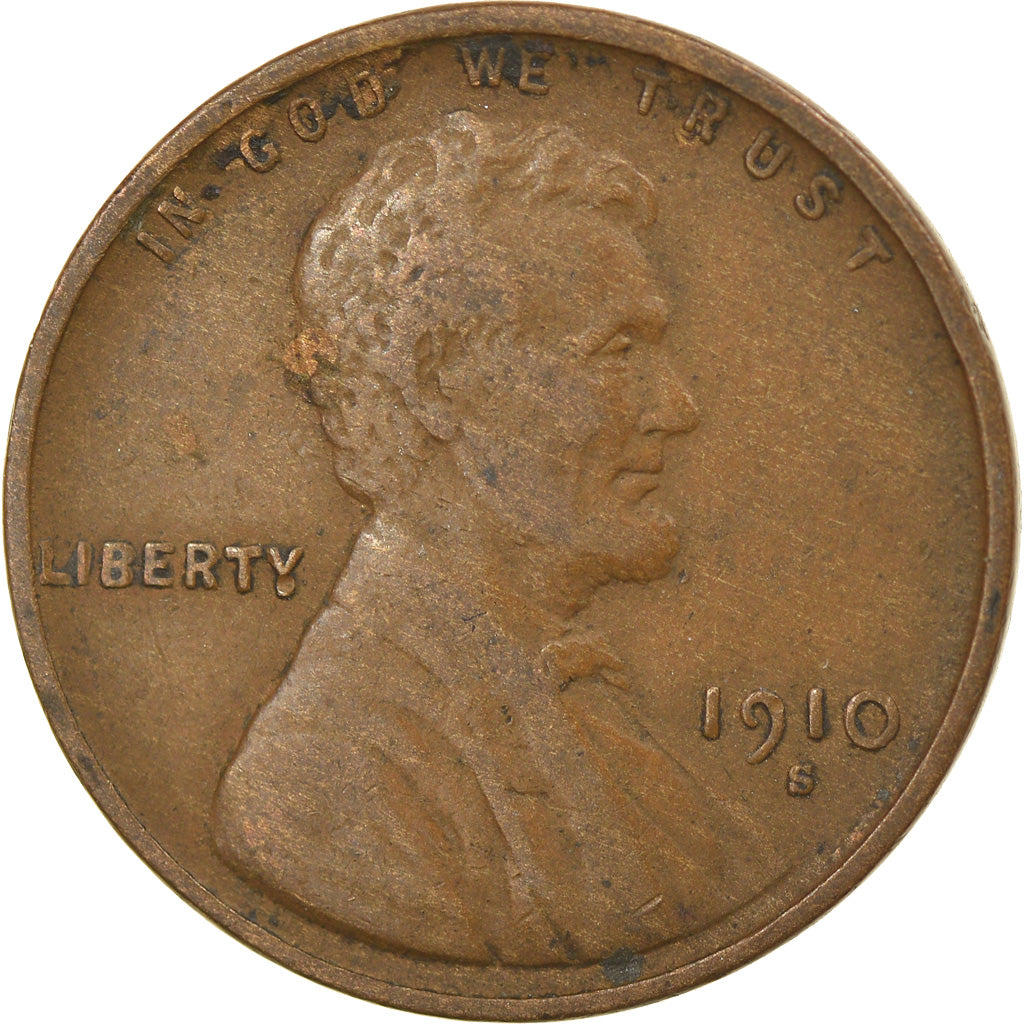 Coin, United States, Lincoln Cent, Cent, 1910, U.S. Mint, San Francisco