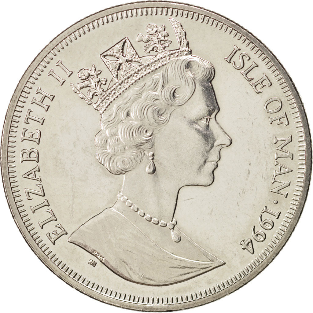ISLE OF MAN, Crown, 1994, Pobjoy Mint, KM #423, AU(55-58), Copper-Nickel, 38.5,.