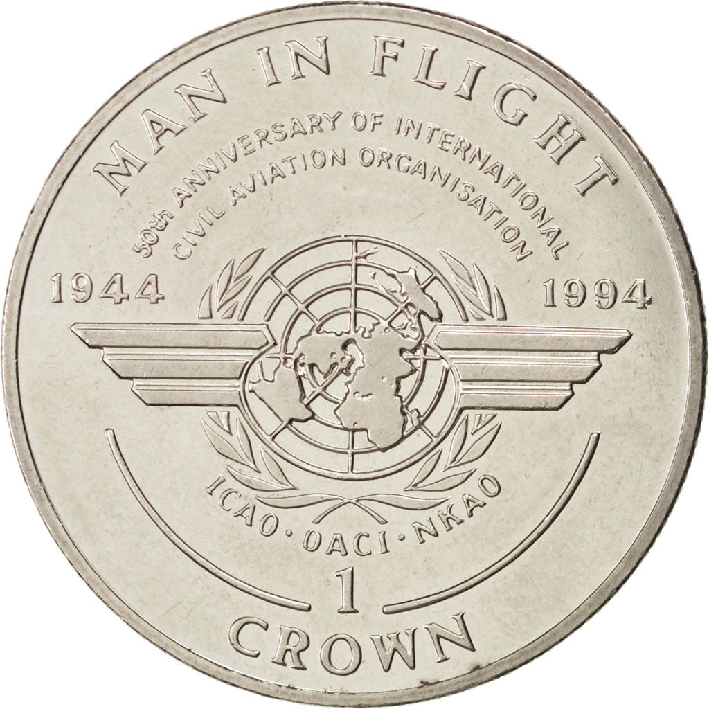 ISLE OF MAN, Crown, 1994, Pobjoy Mint, KM #423, AU(55-58), Copper-Nickel, 38.5,.