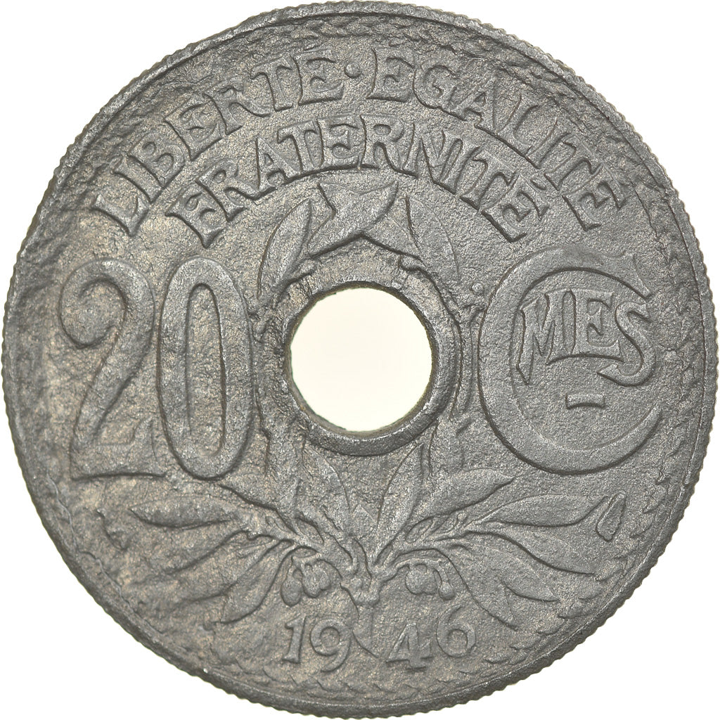 Moneda, Francia, Lindauer, 20 Centimes, 1946, Paris, BC+, Cinc, KM:907.1