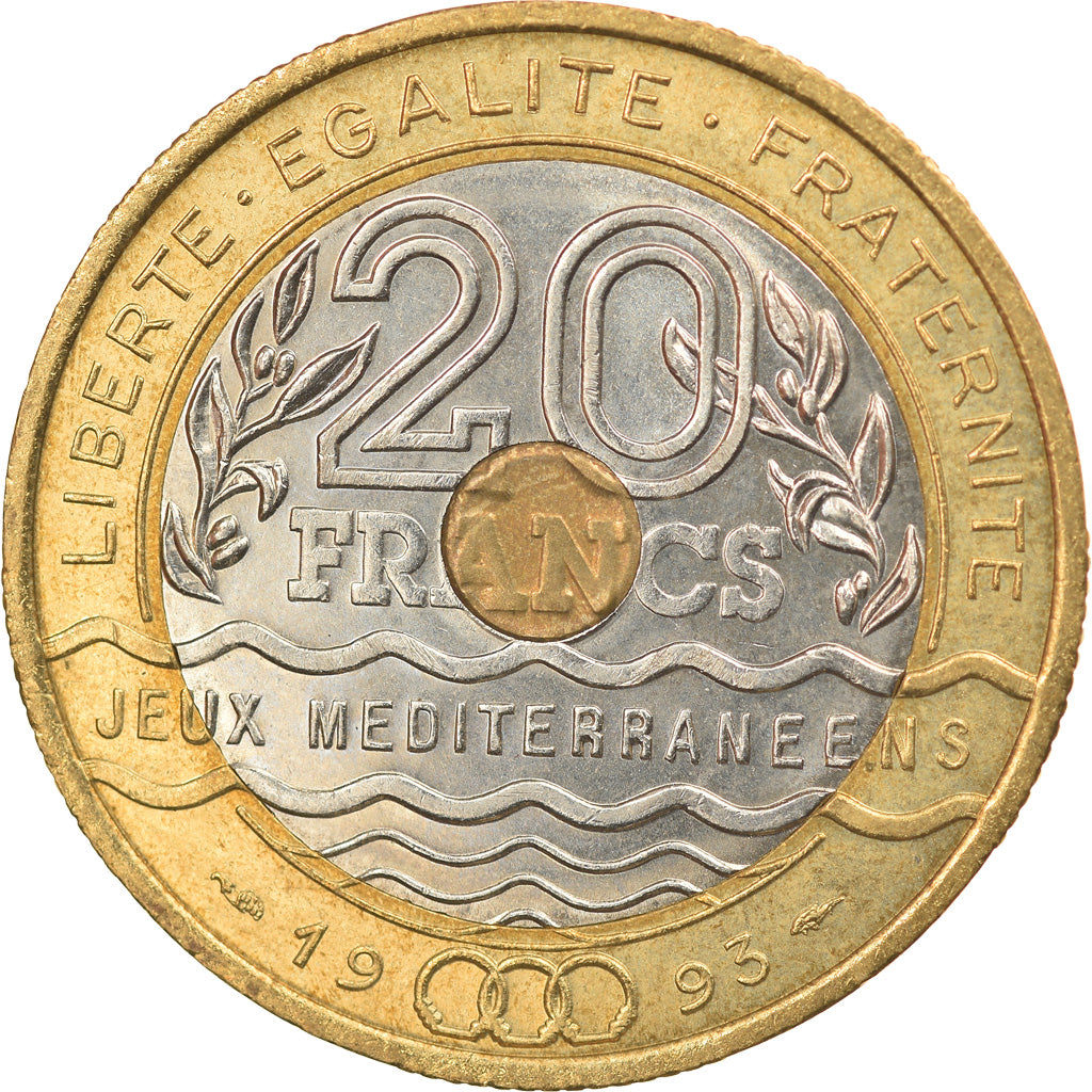 Monnaie, France, Jeux Méditerranéens, 20 Francs, 1993, Paris, SPL