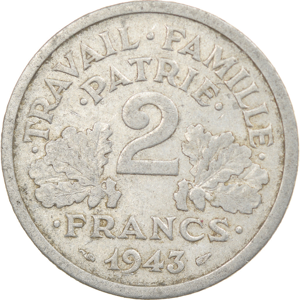 Moeda, França, Bazor, 2 Francs, 1943, Beaumont - Le Roger, VF(30-35)