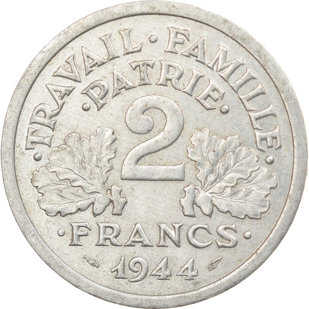 Monnaie, France, Bazor, 2 Francs, 1944, Beaumont - Le Roger, SUP, Aluminium